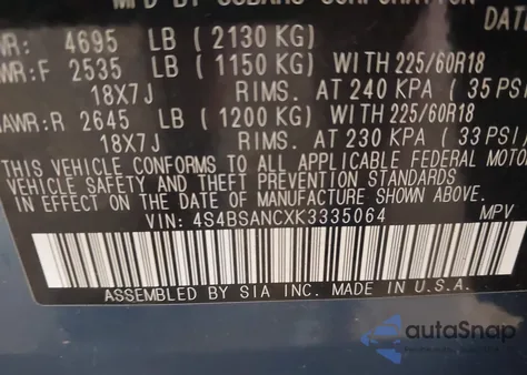 2019 Subaru Outback 2.5I Limited z USA, uszkodzony, nr VIN 4S4BSANCXK3335064